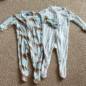 Kickee Pants Tiger Print and stripe Footies